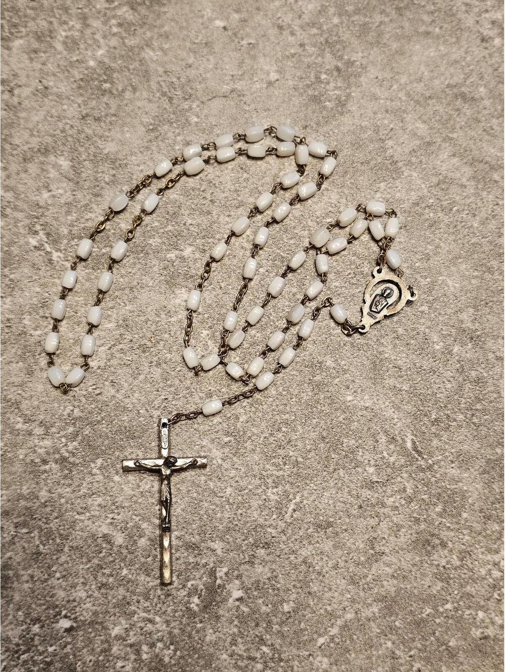 White Glass Bead Rosary
